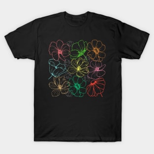 Colorful flowers lines pattern T-Shirt